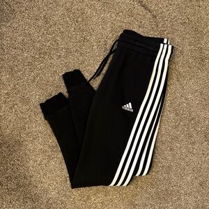 Adidas Womens Black Joggers with White Stripes